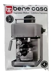 Bene Casa Stainless Steel 4-CUP Espresso Maker; Milk Frother, Cappuccino, Coffee Open. Price: $44.99.
