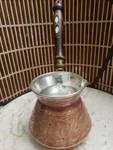 100% Handmade, Thickest Engraved Copper Turkish Coffee Pot. Crystalia Brand Used. Price: $25.00.