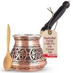 12 Oz Copper Turkish Greek Arabic Coffee Pot With Fortune App Wooden Handle New. Price: $60.56.