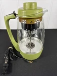 Vintage Proctor-silex 11 Cup Glass Percolator Coffee Maker Green White Floral Used. Price: $72.73.
