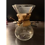 Chemex Glass Manual Pour-over Coffee Maker With Wooden Collar, Shiny Finish Used. Price: $18.00.