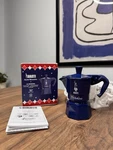 Bialetti Moka Express Stovetop Espresso Maker. Half Cup. Blue. Brand New.. Price: $95.00.