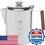 Coletti Bozeman Percolator Coffee Pot No Aluminum Plastic 9 Cup New. Price: $75.12.