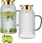 Glass With Lid, Pack 68 OZ/2 Liter Vintage Water Pitcher, Clear Borosi New. Price: $62.99.
