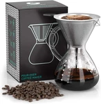 Coffee Gator Pour Over Maker - 27OZ High Heat Borosilicate Glass With Reu New. Price: $39.60.