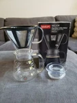 Bodum Melior Pour Over Coffee Maker Stainless Steel Filter Glass Pot - Free Ship Used. Price: $36.99.