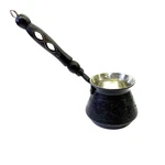 Bcs 12 Oz Copper Turkish Greek Arabic Coffee Pot Black Hammered Wood Handle Used. Price: $26.99.