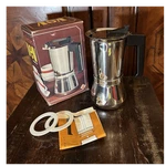 Vintage Caffettiera Vev Express 18/10 TAZ.6 Stovetop Espresso Maker Milano Italy Open. Price: $89.98.