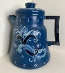Vintage Wear-ever X-3012 Aluminum Coffee Pot Rosemaling Painted Blue Decorative Used. Price: $41.47.