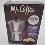 New Mr. Coffee Brixia 6-CUP Aluminum Stovetop Espresso Maker. Price: $30.00.
