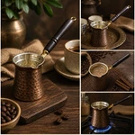 Demmex Turkish Coffee Pot Hammered Copper Cezve Ibrik Wood Handle Turkey Used. Price: $28.00.