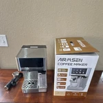 Airmsen BCM2308 Espresso Machine 20 Bar Milk Frother Silver Latte Cappuccino Used. Price: $68.00.