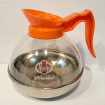 Service Ideas PCB18 Coffee Decante Orange Handle Pot Metal Bottom Used. Price: $20.34.