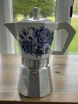 Vintage Flory Express 6 Cup Stovetop Coffee Espresso Moka Pot Blue Floral Italy Used. Price: $137.97.
