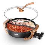 Electric Hot Pot W/ Dual Dividers, 1100W, 6L Family-size, Non-stick, Wood-grain New. Price: $101.32.