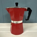Mr. Coffee Red Italy Style Expresso Maker Stovetop Moka Pot -6 Cups Used. Price: $24.29.