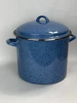 Paula Deen Large 12 Qt. Blue Speckled Enamel Steel Stock Pot With Lid Used. Price: $51.00.
