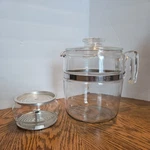 Vintage Pyrex Glass Cups Coffee Percolator Pot 7759 No Stem For Bowl Used. Price: $100.00.