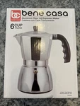 Bene Casa Aluminum Clear Lid Espresso Maker 6 Cup New. Price: $9.00.