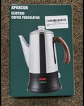 Apoxcon Electric Coffee Percolator 8 Cup Glass Knob Top Detachable Cord New. Price: $30.00.