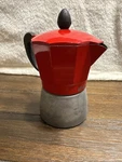 Vintage Imusa Red And Aluminum Stovetop Espresso Maker Moka Pot Nice Used. Price: $18.00.