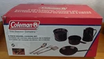 Coleman 8PC Enamel Camping Cook Set Complete W/ Box Coffee Pot Percolator Utensi New. Price: $59.00.