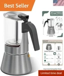 Crystal Glass-top Moka Pot, Polished Stainless Steel Stovetop Espresso Maker ... New. Price: $69.08.