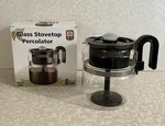 Medelco Glass 8-CUP Stovetop Percolator Coffee Pot Model #PK008-NEW. Price: $19.99.