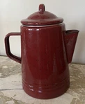 Paula Deen Red Speckled Enamel Stovetop Coffee Percolator Pot W/ Basket & Lid Used. Price: $23.99.