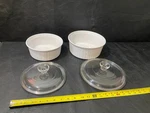 2.5 Liter + 1.6 Casserole Dishes W/ Lids Used. Price: $25.00.