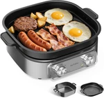 6QT Electric Skillet Grill Non-stick Ceramic 1600W Timer 3 Power Settings New. Price: $139.99.