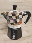 Mackenzie-childs Bialetti Courtly Check Flower Market Moka Pot 3 Cup Open. Price: $99.99.