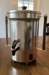 1966 Enterprise Aluminum Cup Percolator Coffee Maker Mcm Gold Wood B8730 Used. Price: $32.50.
