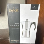 Joyjolt Cup Moka Pot Espresso Maker 8.6 Oz Silver Black For Ground Coffee New. Price: $18.50.