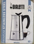 Bialetti Musa Coffee Espresso Maker 6 Cups Stainless Steel Induction & Stove Open. Price: $32.95.