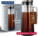 Brewmoo- Airtight Cold Coffee Maker Pitcher, 1.4L/48OZ Thick Glass Carafe New. Price: $57.42.