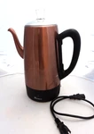 Euro Cuisine 12 Cup Electric Coffee Perculator- Polished Copper Finish Used. Price: $32.00.