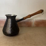 Vintage Russian Pyatigorsk Copper Turka Cezve Ibrik Coffee Pot Wooden Handle Used. Price: $40.00.