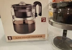 One All Glass Stovetop Percolator Coffee Pot Medelco Cups,model PK008, Euc Used. Price: $14.00.