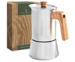 Waldwerk Stainless Steel Moka Pot (10OZ) - Toxic Free Oak Wood Handle New. Price: $39.00.