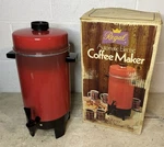 Vintage Regal 7036 Coffee Maker Automatic Percolator Pot Cup Flame Red Box Used. Price: $34.97.