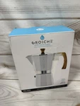 Grosche Milano Moka Espresso Maker Pot Stovetop 15.2OZ 9 Cup Coffee New White Open. Price: $27.95.