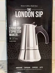 The London Sip Stovetop Espresso Maker 6 Cup Stainless Steel Moka Pot Silver New. Price: $26.00.