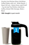 County Line Kitchen Cold Brew Coffee Pitcher With Lid - Wide Mouth 1 Quart 32... New. Price: $34.98.
