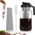 Cold Brew Coffee Maker, 64 Oz Wide Mouth Mason Jar Pitcher With Stainless Steel New. Price: $32.34.