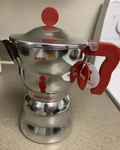 Moka Alessi Espresso Coffee Maker AAM33/6 Pot Cup Red Handle No Box Open. Price: $80.00.