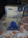Stansport Enamel Percolator Coffee Pot & 4 Mug Set - Blue Nib New. Price: $29.95.