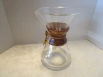 Vintage Mcm Chemex Glass Pour-over Coffee Maker Green Mark 9.5"T 1960 Usa Used. Price: $168.00.