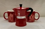 Original Packaging Bialetti Red Moka Express 3 Cups Coffee Maker + 2 Mugs Open. Price: $99.99.