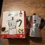 Bialetti Moka Express Iconic Italian Stovetop Espresso Maker (silver, 3 Cups) Open. Price: $29.95.